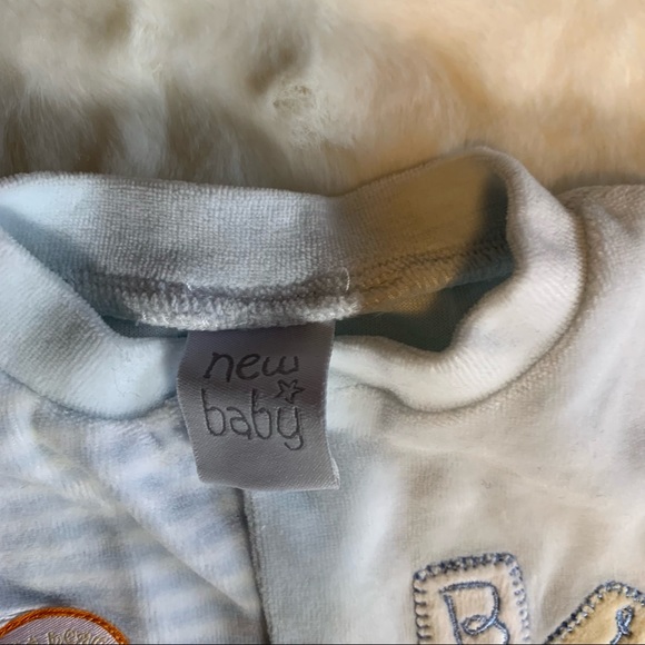 Velvety Snap Up Baby Elephant Blue Onesie Footies for Sleep and Play - Picture 3 of 3